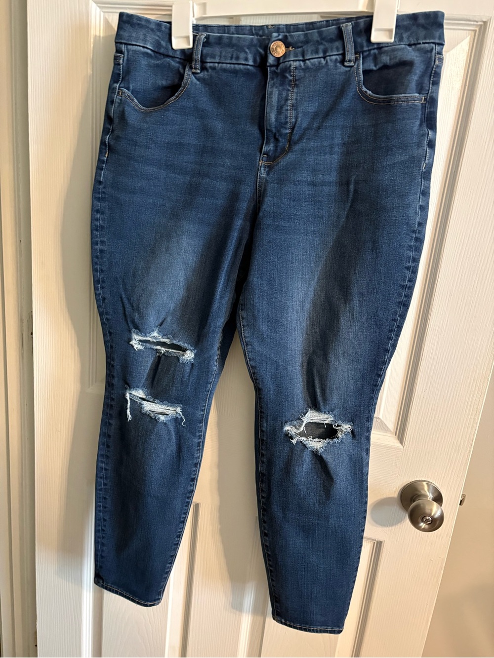 American Eagle Outfitters Dark Blue Ripped Skinny Jeans